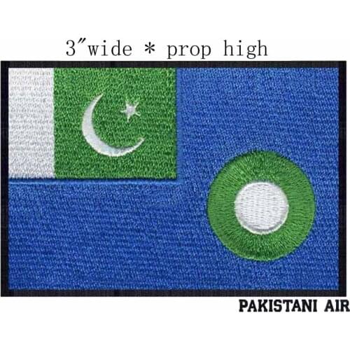 Pakistani Air Force Flag 3"wide embroidery patch for white star and Moon/small flag/peace