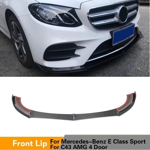 Front Bumper Lip For Mercedes-Benz E Class W213 4 Door Sport E43 AMG 2016 - 2019 Front Bumper Lip Splitters Carbon Fiber