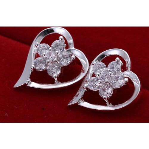 Silver plated earrings , Fashion jewelry , Inlaid Flower Earrings E105 /dmqamdxa egaamxha LKNSPCE105