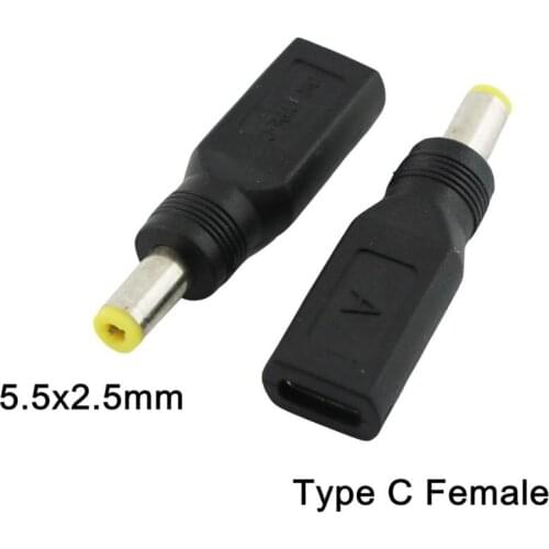 5x USB 3.1 Type C Female Jack to DC 5.5mm x 2.5mm Male Plug Power Charge Adapter Connector Straight