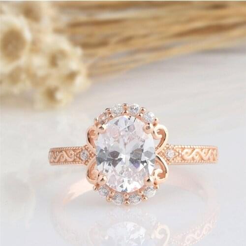 RandH 9*7mm 2.0CARAT Oval Cut Retro Style Halo Moissanite Rings For Women 14K Yellow Gold Vintage Women Wedding Egagement Rings