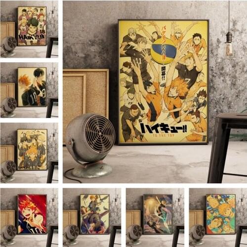 Haikyuu Series Retro Poster Anime Poster Wall Decor Art Decor Cartoon Home Decor Quality Canvas Painting
