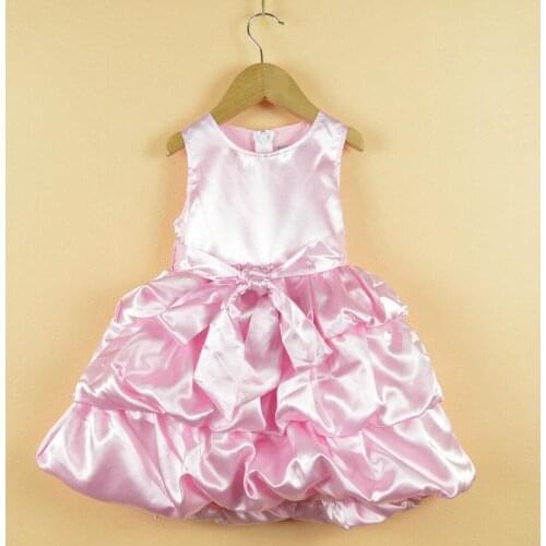 Retail girl dress birthday party princess dress Big bowknot dresses for Christmas red pink purple beige 4 colors