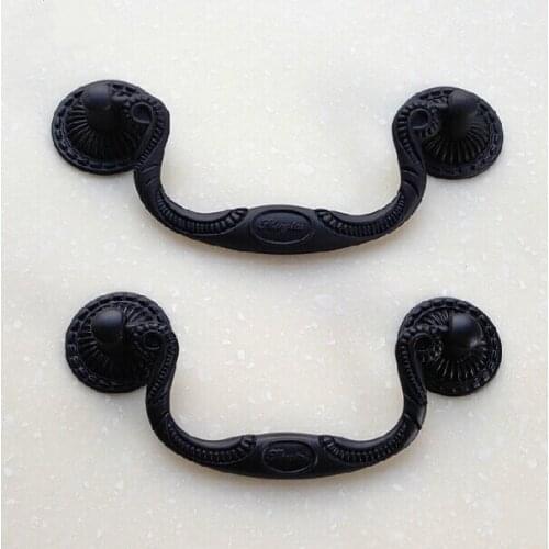 96mm shaky drop ring pulls knobs black zinc alloy drawer dresser bedside table cabinet furniture handles 8811B