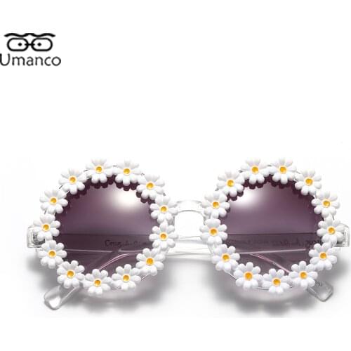 Little Daisy Flower Sunglasses for Women Round Oversized Sun Glasses Beach Street Vacation Ocean Party Eyeglasses Anti UV400