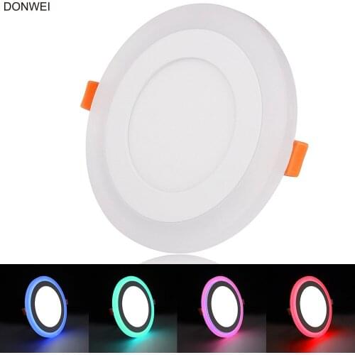 Ultra Slim 6W 9W 16W 24W Round Concealed Dual Color LED Panel Lamp Cool White + Blue/Red/Pink/Green Ceiling Lights Downlight