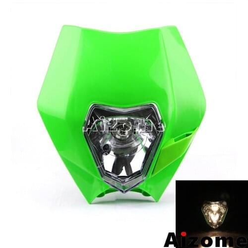 Universal Green Motorcycle Hi-Low Beam Headlight Fairing 35W Off-Road E4 Headlamp For Kawasaki KLX KX KLR KDX Enduro Motocross