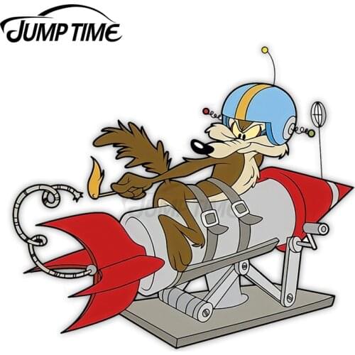 Jump Time 13cm x 8.8cm Cartoon Car Sticker FOR Wile E Coyote ACME Rocket Vinyl Occlusion Scratch The Whole Body Waterproof Decal