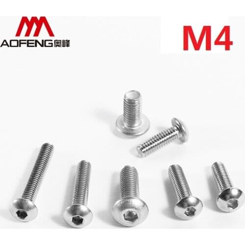 304 Stainless Steel Hexagon Socket Pan Head Screws M4 x 5 6 8 10 40 45 50 mm Cup Head Heaxagon Socket Bolts