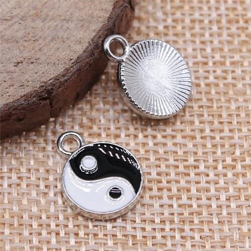 WYSIWYG 5pcs 12x16mm Charms Tai Chi Enamel KC Gold & Rhodium Color Metal Alloy Jewelry DIY Accessories