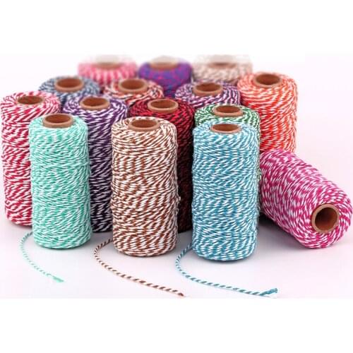 2mm Colorful Cotton Rope Two-color Macrame String Thread Handmade DIY Wedding Decoration Craft Home Textile Supplies 100m