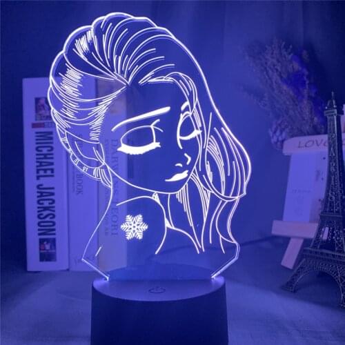 Frozen 3D Lamp Queen Princess Snow Elsa 3D Visual Lamp LED Night Light Bedroom Bedside Light Table Lampara Baby Girl Kids Gifts
