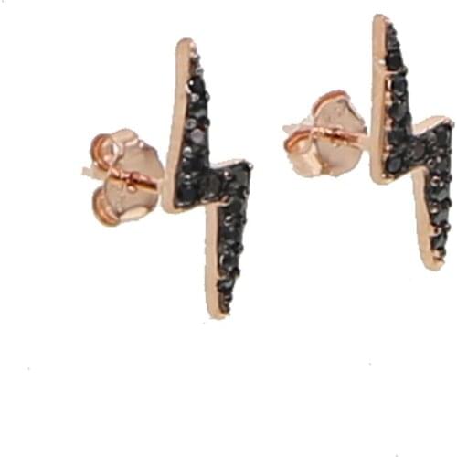 2020 Hot Sale Brincos Earings 925 Sterling Silver Rose Flash Lightning Stud Pave Cubic Zirconia Color Girl Women Fashion Earring