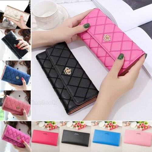Women Lady Clutch Leather Wallet Long Card Holder Phone Bag Case Purse Handbag Multi-Function Coin Purses Smart Bag