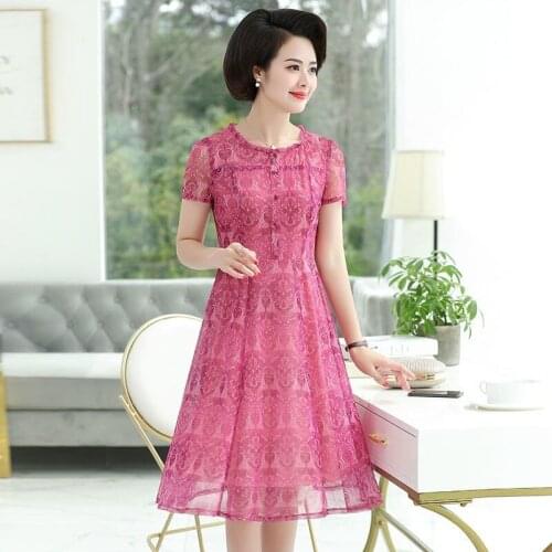 2021 Summer Women O Neck Floral Print Dress Casual Short-Sleeve Pink Midi Dress Female Boho Leisure Loose Party Vestidos X88