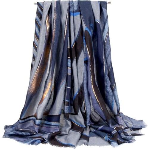 2021 Fashion Newest Printed Cotton Viscose Scarf Silver Foil Scarf Shawls Wraps Hijabs 6Colors 10pcs/lot