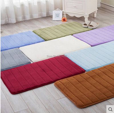 80*160cm New Coral Fleece Bedroom Of The Bed Carpets Kitchen/Bathroom/Toilet Non-Slip Mats Pure Color Striped Rugs