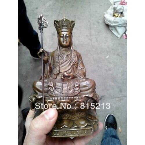 Bi00501 Chinese Buddhism Red Bronze Lotus Kwan-Yin GuanYin Sleeping Buddha Statue