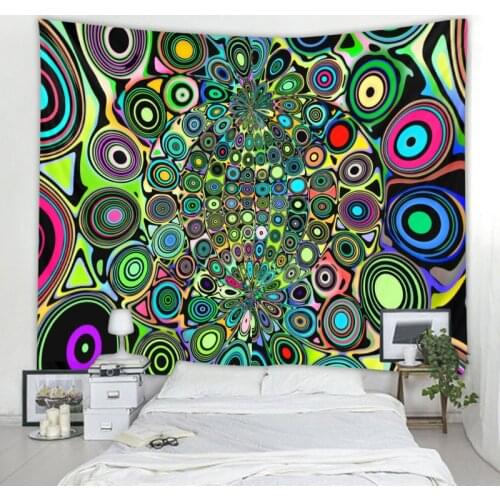 Bohemian colorful geometric fractal art tapestry hippie psychedelic big tapestry home wall decoration background cloth