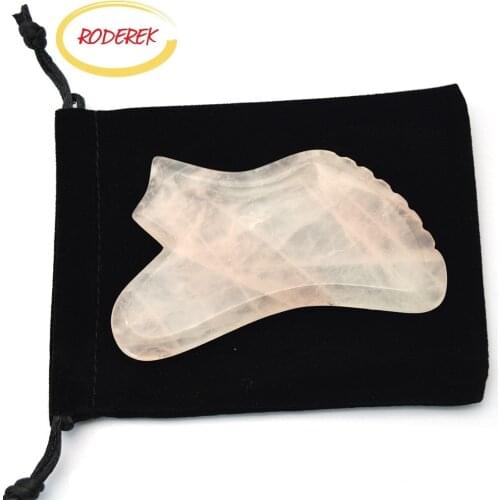 Boot Shape Rose Quartz Gua Sha Stone Massager Gouache Face Scrapers Neck Massage