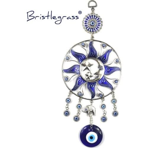 BRISTLEGRASS Turkish Blue Evil Eye Sun Moon Star Elephant Amulets Lucky Charm Wall Hanging Pendants Pendulum Blessing Protection