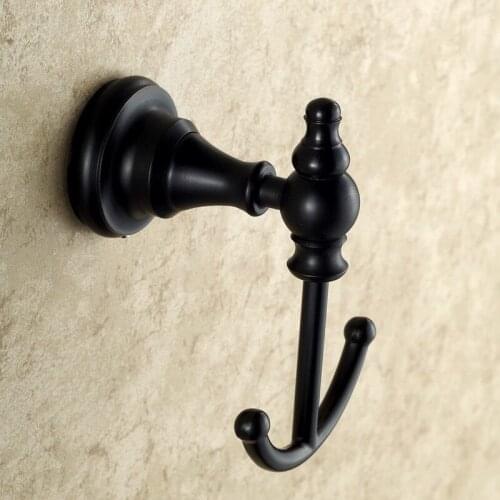 Oil Rubbed Bronze Robe Hook,Clothes Hook Black Brass Bathroom Hardware Robe Hooks Wall Mounted Bathroom Accessories KD607