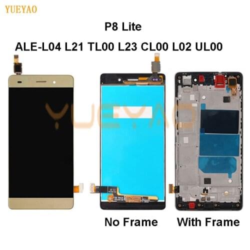 For Huawei Ascend P8 Lite ALE-L04 L21 TL00 L23 CL00 L02 UL00 LCD Display Touch Screen Digitizer Assembly Replacement With Frame