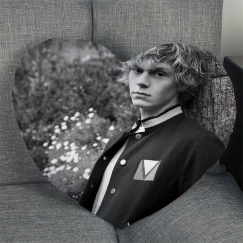Actor Evan Peters Pillow Cover Home Office Wedding Decorative Pillowcase Heart Shaped Zipper Pillow Cases Satin Fabric Best Gift