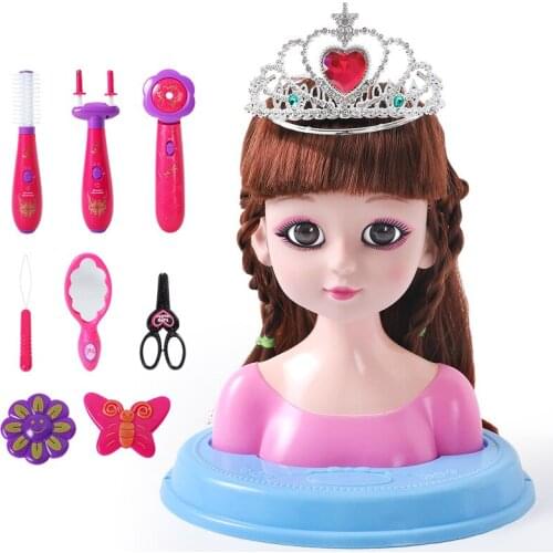 Girl Hair Stylist Simulation Curly Hair Cosmetics Tiara Practice Comb Head Tie Scorpion Electric Children Play House Pretend Toy