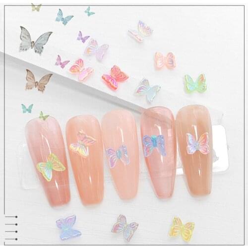 Nail Art Aurora Flowery Butterfly 3D Resin Butterfly Nail Art Decoration Accessories Nail Design Nail Supplies for Professionals