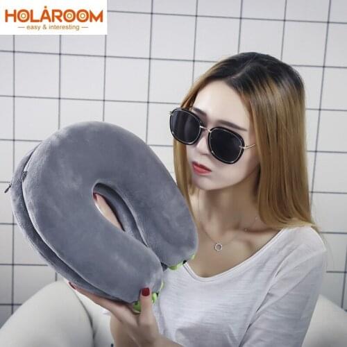 Travel Neck Support Pillow Multifunctional Cushion Portable Folding Travel Pillow for Sleeping Neck Pillows U Shape 2 Layers
