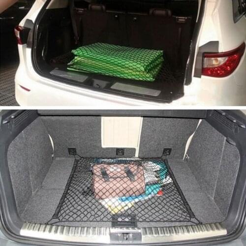 Elastic Nylon Mesh Universal Rear Car Organizer Net With Hooks Car Interior Trunk Seat Back Elastic Mesh Auto Accessories