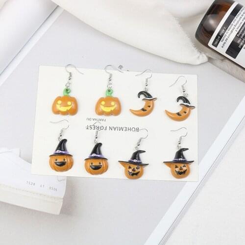 Euro-American Halloween Funny Pumpkin Monster Creativity Exaggeration Acrylic Earrings Wholesale