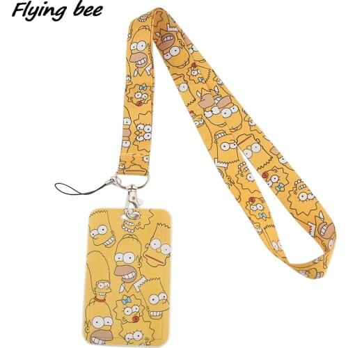 Flyingbee X1390 Yellow Cartoon Lanyard Card ID Holder Car KeyChain ID Card Pass Gym Phone Badge Kids Key Ring Holder Jewelry
