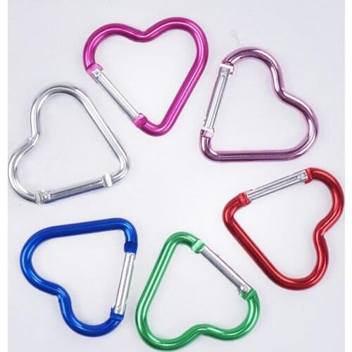 Wholesale Outdoor Ring Aluminum Heart Shaped KeyChain Hook Clip Climbing Camping Outdoor Carabiner LX7857