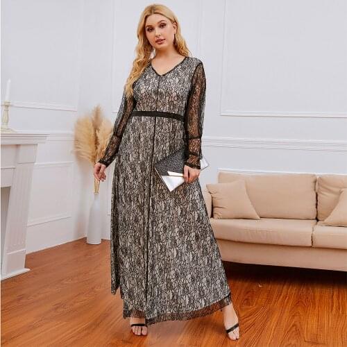 Large Size Dress Lace Long Skirt Wedding Evening Dress Birthday Party Long Skirt Ladies Gift Plus Size Clothing for Women
