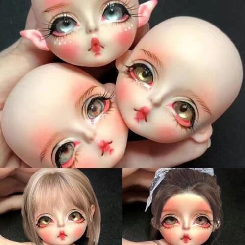 1/8 Doll Head New Lovely Doll DIY Makeup Doll Head With 3D Eyes Send Doll Body Girl Gifts BJD Doll Accessories