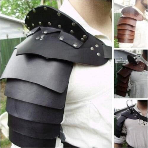 Mens Medieval Leather Viking Battle Armor Knight Pauldrons Shoulder Renaissance Vintage masquerade Party costume props Cosplay