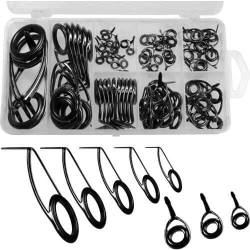75pcs/box Guide rings for fishing rods Stainless steel fishing rod guides Spinning Rod guide set #6-#30