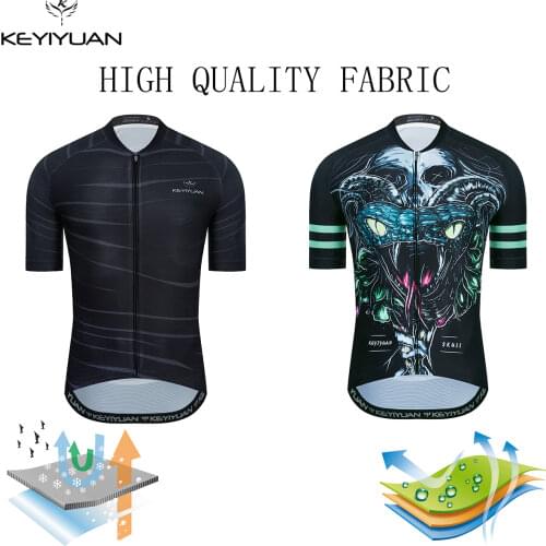New KEYIYUAN Fashion Men Short Sleeve Cycling Jersey Summer Bicycle Ride Tops Road Bike Sport Shirt Camisa MTB Tenue Velo Homme