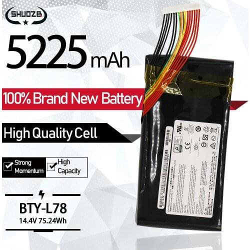 5225mAh New BTY-L78 Laptop Battery For MSI GT80 GT80S 2QE-035CN GT73 GT73VR 6RF-094CN GT83 GT83VR GT75 GT75VR MS-1812 MS-1814