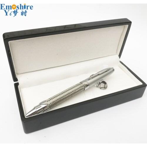 Full Metal Ballpoint Pen Roller Ball Pen With Wooden Pencil Case Pencil Box Metal Ballpoint Pen Silver Ballpoint Pen P627