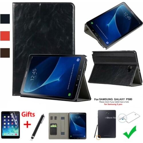 Premium Case For Samsung Galaxy Tab A 10.1 P580 ( with S pen) Smart Cover Funda Tablet For Samsung P585 Hand Holder Stand Shell