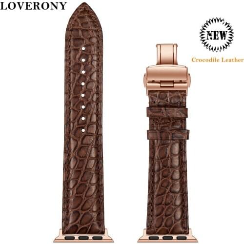 LOVERONY For Watchband 38mm 40mm 42mm 44mm Luxury Real Crocodile Leather Watch Strap Bracelet For Apple iWatch Series 5/4/3/2