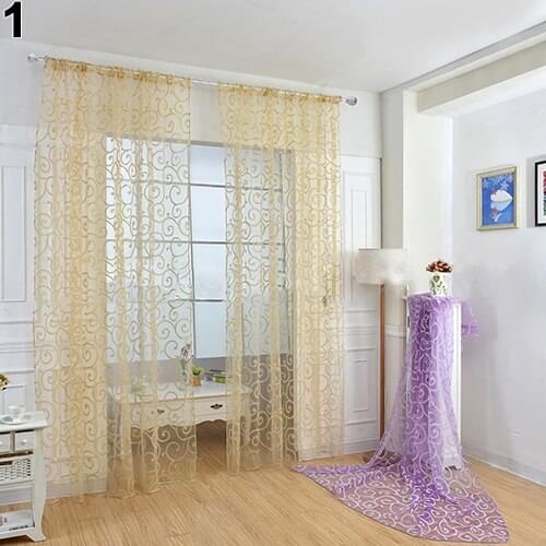Romantic Floral Vine Voile Tulle Door Window Curtain Panel Drape Sheer Valances