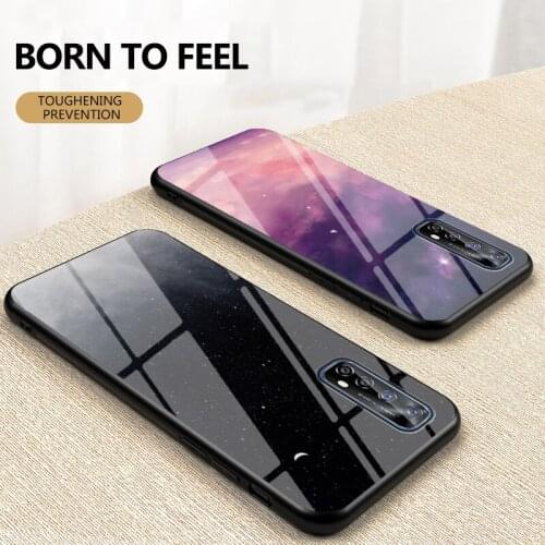 Luxury Starry Sky Glass Phone Case for OPPO Realme 7 7Pro V3 Hard Cover Coque for OPPO Realme X7 X7Pro C11 C15 Anti-fall Case