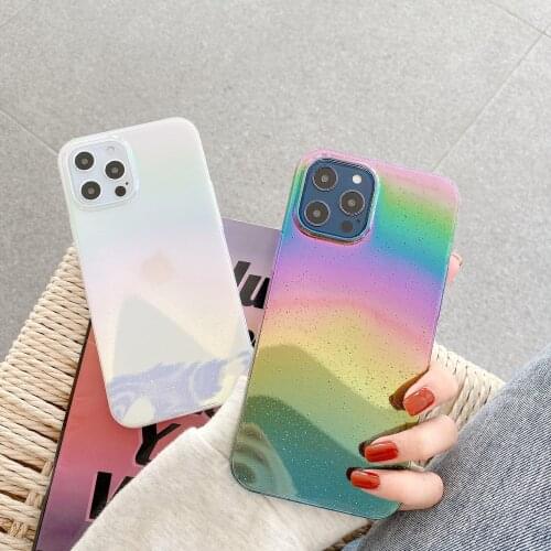 Luxury Rainbow Waterdrop Case for iPhone 11 12 Pro Max Glitter Laser PC Hard Phone Cover for iPhone XR 7 8 Plus SE 2020 X XS