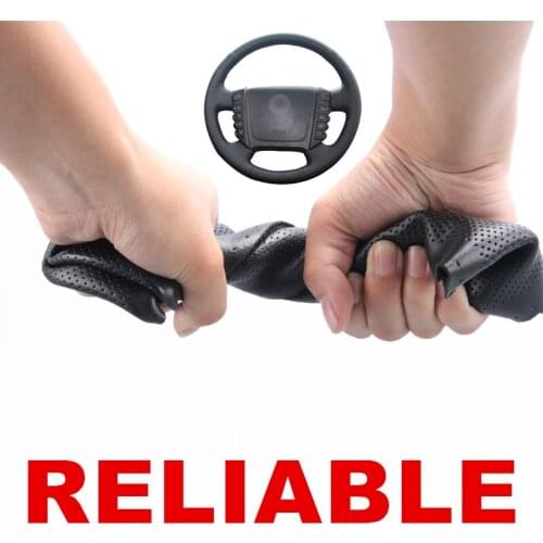 Hand Sewing Black PU Artificial Leather Car Steering Wheel Covers for Ssangyong Rexton Rexton W Rodius