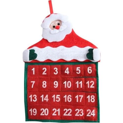 2019 Merry Christmas Calendar Decor Santa Claus Calendar Advent Countdown Xmas Ornament Hanging Banner Pendant Decoration