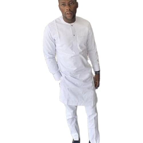 Senator Style Mens Shirts Matching Trousers African Fashion Solid White African Outfits Custom Men Pant Sets For Wedding Party